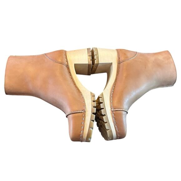 Swedish Hasbeens Stitchy Leather Ankle Boot Wood Clog Midsole NEW EU 36 US 6 - Picture 8 of 10